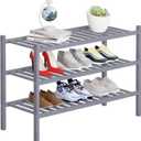 3 Tier Bamboo Shoe Rack Storage Organizer for Closet, Multifunctional Stackable Free Standing Shoe Shelf Organizer for Small Space,Entryway, Hallway, Bathroom27 x11 x20 (Grey, 3 Tier)