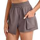 G4Free Hiking Pants for Women Elastic Waist Hiking Short Skirt Casual Summer Soft Comfortable Active Golf Sports Skorts with Pockets(Taupe,L)