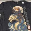 Samurai Cat Warrior Riding Sea Dragon Men Women Kids T-Shirt Size L