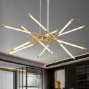 Modern Gold Chandelier,12 Lights Linear Pendant Light Fixtures LED Chandeliers for Dining Room Farmhouse Hanging Light for Bedroom,Living Room,Kitchen Island 12Head-Gold-DIimmable