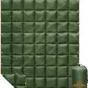 zzlamb Camping Blanket for Cold Weather,Outdoor Puffy Blanket Portable Down Alternative,Windproof Warm Cloak with Snaps,Cozy Quilt Backpacking Picnic RV Travel Plane Car Hammock Beach Climbing (52x75'', Olive)