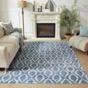 WITSHOCK Area Rugs 6x9: Washable Non-Slip Soft Geometric Low Pile Print Pattern Boho for Living Room Bedroom Dining Room, Large Thin Indoor Carpet for Nursery Playroom Decor, Kid & Pet Friendly, Blue