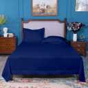 NTBAY Twin Extra-Long Flat Sheet Only - Brushed Microfiber Flat Sheet - Soft, Wrinkle-Free, Fade-Resistant, Stain-Resistant, Top Sheet, Hotel Quality Flat Bed Sheet, Navy Blue