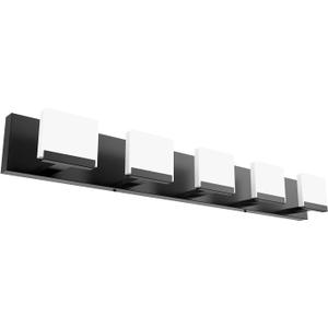 Ralbay LED Modern Bathroom Vanity Light - 5 Light Acrylic Matte Black Vanity Lighting Fixture