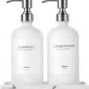 White Glass Soap Dispenser Set for Kitchen, Hand and Dish Soap Dispenser with Stainless Steel Pump & Resin Tray, Perfect for Kitchen,Hotel Rental-Modern Soap Dispenser Decor for Kitchen