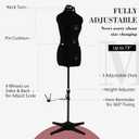Dress Forms for Sewing, Black Female Mannequin Adjustable Size 6-14, Pin able Model Body with 13 Dials & 360 Degree Hem Guide, Up to 75" Height Adjustable for Clothing Display