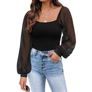 DOROSE Womens Mesh Long Sleeve Shirts Casual Blouses Tops (XX-Large)
