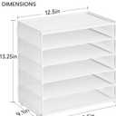 2 Pack 6 Tier Paper Organizer, Metal Mesh Desk File Folder, Letter Tray Organizer, Paper Sorter Desk Organizers for Office, Home or School File Folder Holder - White