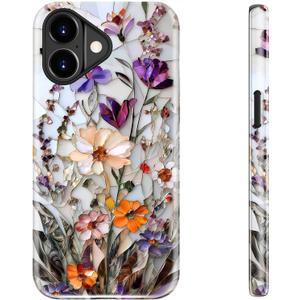 bemal for iPhone 17 Case Cute,Aesthetic Vintage Wildflower Mosaic Botanical Floral Girly Shell,Compatible with Magsafe,Trendy Unique Retro Protective Slim Silicone Phone Cover for Women Girls