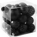 Christmas Balls Ornaments -36pcs Shatterproof Christmas Tree Decorations with Hanging Loop for Xmas Tree Wedding Holiday Party Home Decor,6 Styles in 3 Sizes(Black)