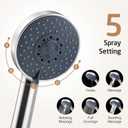 KES Adjustable Shower Head with Slide Bar, Handheld Shower Head Holder 5 Function with Extra Long Hose System Set, Wall Mount 18/8 Stainless Steel Polished Finish, F204-PS-C1