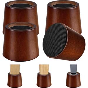 Wooden Furniture Bed Risers - 3 Inch Circle Heavy Duty Furniture Height Extenders Lifts for Sofa Couch Desk Chair Table Base Raising Space, Convenient Store and Cleaning, Pack of 4