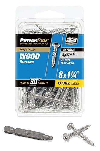 Power Pro Premium 305 Stainless Steel Wood Screws (#8 x 1-1/4") Power Pro Premium 305 Stainless Steel Wood Screws (#8 x 1-1/4")
