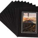 HOTUO 10 Pack Acid Free Black Picture Frame Mats, Pre-Cut 11x14 Picture Mats with Ivory Core Bevel Cut for 8x10 Photo, Signature Friendly 4 Ply Thickness Photo Mat for Frames (Black with V-Groove)