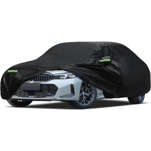 Car Cover Custom Fit for 2007-2025 BMW 3 Series M3 320i 325i 328i 330i 340i, Migaven Waterproof Full Exterior Cover Sun Rain Protection with Door Zipper and Cotton Lining (Black)