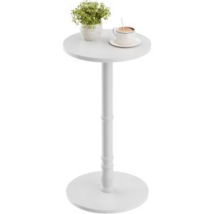 Homleke 12" Round Side Table, Solid Wood Pillar with Wood Top & Base, Small Drink Accent Table for Living Room, Bedroom, Sofa & Office, Easy Assembly, White