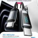 4 x ESSAGER 100W USB C to C Cable,Wattage Display Cord, 6.6FT Nylon Braided Fast Charging Cable with LED Display for iPhone 15/15 Pro/15 Plus,iPad Air, MacBook Pro, Galaxy S24/S23, Drone, Cameras(1Pack)