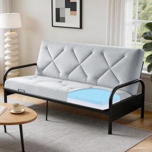 MABOZOO Foldable 6'' Full Size Futon Mattress, Dual-Sided Foam Design Sleeper Sofa Bed with Zipper Connection, Memory Foam Floor Mattress Fits Futon Frames (Frame Not Included), 71*52*6 nch
