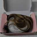 Flufymooz Real Human Hair Toppers for women, 10 Inch Clip in Bangs 100 Human Hair Toppers for Thinning Hair, Cover Hairpiece with 150% Density Silk Base-Chocolate Brown with Blonde