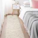 Ophanie Runner Rug for Hallway, 2x6 Upgrade Non-Slip Fluffy Soft Bedside Rugs, Bedroom Living Room Ivory Shaggy Carpet for Kids Girls Boys Dorm Nursery Home Decor Aesthetic
