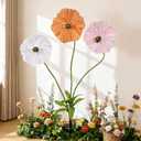 6.1ft Giant Artificial Flowers for Decoration Large Paper Flowers Standing Handcrafted Decoration for Garden Birthday Party Wedding Props Festival Shop Window Display (Mix Color)