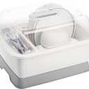 Lyellfe Plastic Dish Drying Rack, Bottle Dryer Holder with Cover Lid and Removable Drainboard, White Utensil and Cup Holder for Kitchen Counter, Dish Dryer Shelf, Medium Size