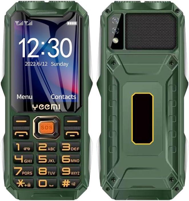 2G Rugged Phone, Unlocked Cell Phone for Seniors/Kids, Elderly Mobile Phone with 2.6in Screen, 16800mAh Battery, Dual LED Flashlight, Big Speaker, SOS, Radio, Bluetooth(Green)