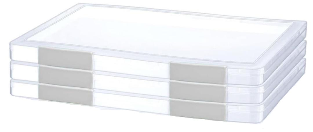 3 Pcs Clear A4 File Portable Project Case, Plastic Storage Box for 8.5" x 11" Letter Paper, Scrapbook Paper Storage Boxes Documents Magazines Holder (white)