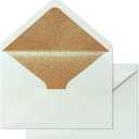 50 PCS A7 Pearlescent Gold Glitter Envelopes, 5.25 x 7.5 inches, Perfect for 5''x7'' Weddings Invitation Cards, Greeting Invite Envelope (Pearl Ivory + Gold Glitter Liner)