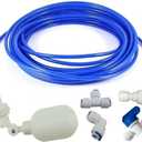 1/4 inch Tube Float Valve Kit for RO Water Reverse Osmosis System water filter Push in to Connect Pipe Hose Tube Fittings CCK tubeball valve +L+15 feet pipe (blue)
