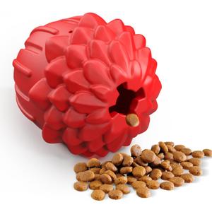 Dog Chew Toy for Aggressive Chewers  Treat Dispensing Slow Feeder for Medium/Large Dogs, Indestructible Rubber Toy for Training & Anxiety Relief (Red)