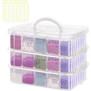 120pcs Bead Storagebead organizer boxes,3-Tier bead organizer boxes and craft storage boxes,Bead storage Stackable portable box,DIY Jewelry Craft Nails, Bracelets, Jewelry, (120pcs 2.09 x 1.57 x 0.8)