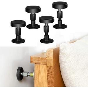 Krisler Adjustable Threaded Bed Frame Anti-Shake Tool, Headboard Stoppers, Bedside Anti Shake Tool for Beds Cabinets Sofas, 4PCs, 30-68mm (Black)