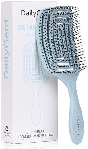 Detangling Brush, Dry and Wet Vented Detangler Hair Brush for Women and Men, Professional Paddle Curved Styling Hairbrush for Straight/Curly/Thick/Long/Wavy/Damaged Hair, Blue