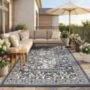Garvee Outdoor Rug 10x20, Waterproof Reversible Foldable Plastic Straw Rug, Botanical cottagecore Large Outdoor Rugs Patio Camping RV Carpet for Deck Camper Porch Balcony Backyard Picnic Beach Grey