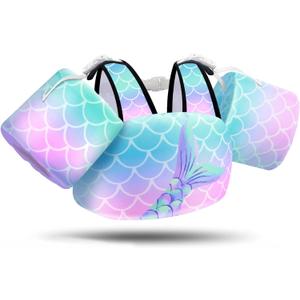 Vvinca Separable Toddler Swim Vest Fit 22-66 Lbs2-6 Years| 3 in 1 Toddler Floaties Pool Float & Arm Bands Boys and Girls, Adjustable Sturdy Safety for 2 3 4 5 6 Year (D-Mermaid Tail)