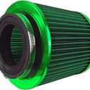 Car Clamp-On Air Intake Filter, 3 In 3.5 In 4 In Round Tapered Vehicle Cone Air Filters, High-Performance  Washable Auto Replacement Intake Filtering Accessories, Universal Fit (Green)