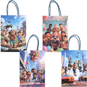 Kauai Sun 16PCS Game Theme Party Gift Bags, Four Unique Designs Goodie Bags for Boys Girls Kids Gaming Party Favors Supplies Candy Treat Loot Exchange Gifting Goodies, Sturdy Extra Thick with Handle (Video Game, Small 8"x6")
