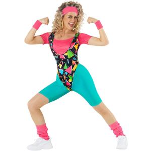 Morph 80s Workout Outfit for Women 90s Retro Workout Outfits 80 s Aerobics Outfit Halloween Costume for Womens (Large)