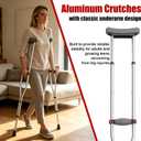 Lightweight Aluminum Crutches for Adults & Kids Detachable 2-in-1 Design for Easy Travel & Storage, Height Adjustable Fits 4'6" to 6'6", Pair of Underarm Crutches with Padded Cushions & Non-Slip Tips