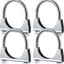 4 Pcs 2-1/4" Exhaust Clamp Heavy Duty U-bolt Exhaust Clamp - Saddle Design Muffler Pipe Connector, Tip Hook Clip, Galvanized Iron, Fits 2.25" Od Pipes (Silver)