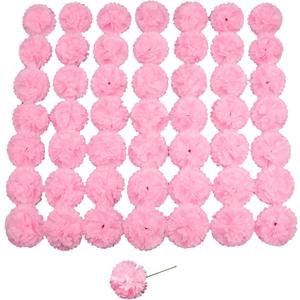 Silk Carnation Flower, 50 Artificial Flowers, Used for Wedding Decoration DIY Handmade Flowers, Carnation Flower Diameter 3.5 Inches and 6 Inches Stem (Pink)