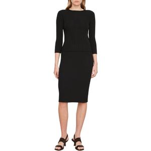 Vince Women's Ribbed Boat Nk (Medium, Black)