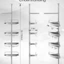 ALLZONE Corner Shower Caddy Tension Pole, Extendable Rustproof Stainless Steel Pole & 4-Tier Adjustable Shelves for Easy Drainage and Built-to-Last Stability, 34 to 116 Inches, Grey, 34 to 116 Inches Height