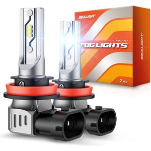 SEALIGHT H11 H16 H8 LED Fog Light Bulbs, 12,000 lumens 6500K White H16 H8 LED Fog Lights or Daytime Running Lamp, 1:1 Replacement For Cars,Trucks,and SUVs, Pack of 2