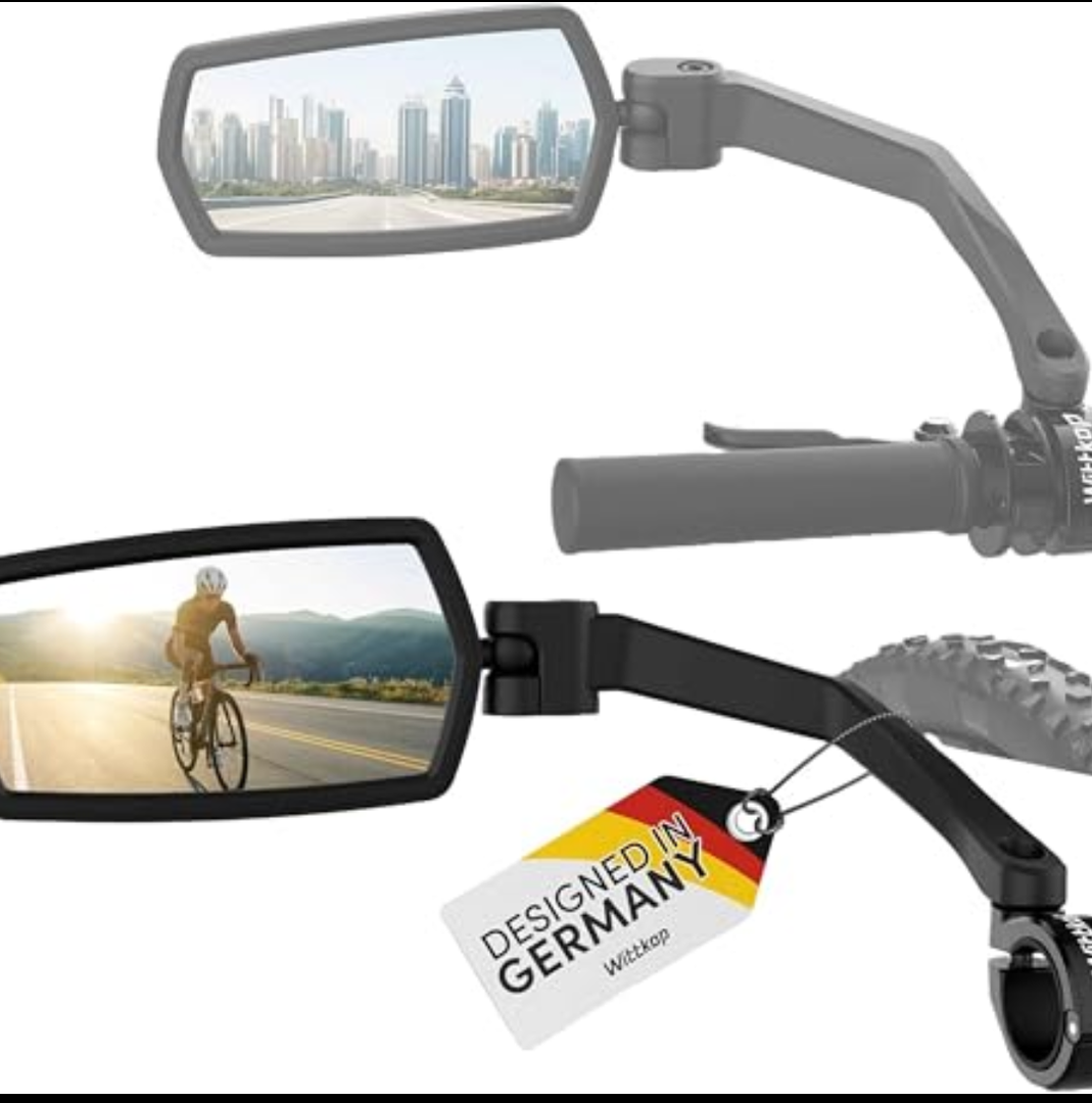 WITTKOP Bike mirror | Large HD field of vision | 360° rotatable & foldable