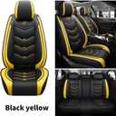 Comfortable Leather Auto Car Seat Covers Front & Rear Seat Protector Fit Sedan SUV 5 Seats Full Set Universal Fit (Black and Yellow, Full Set)