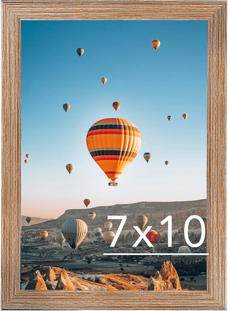 7x10 Picture Frame Brown for Wall Hanging or Tabletop- Wall Mounting Horizontally or Vertically, 7 x 10 Wall Gallery Poster Photo Frame for 7 by 10 Photos, Rustic Brown