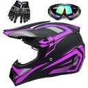 Adult 4 Wheeler Helmet, Off-Road Helmet, Motocross Helmet DOT Certification Comfortable and Breathable Full Helmets for Locomotives Used in All Seasons, Purple, L