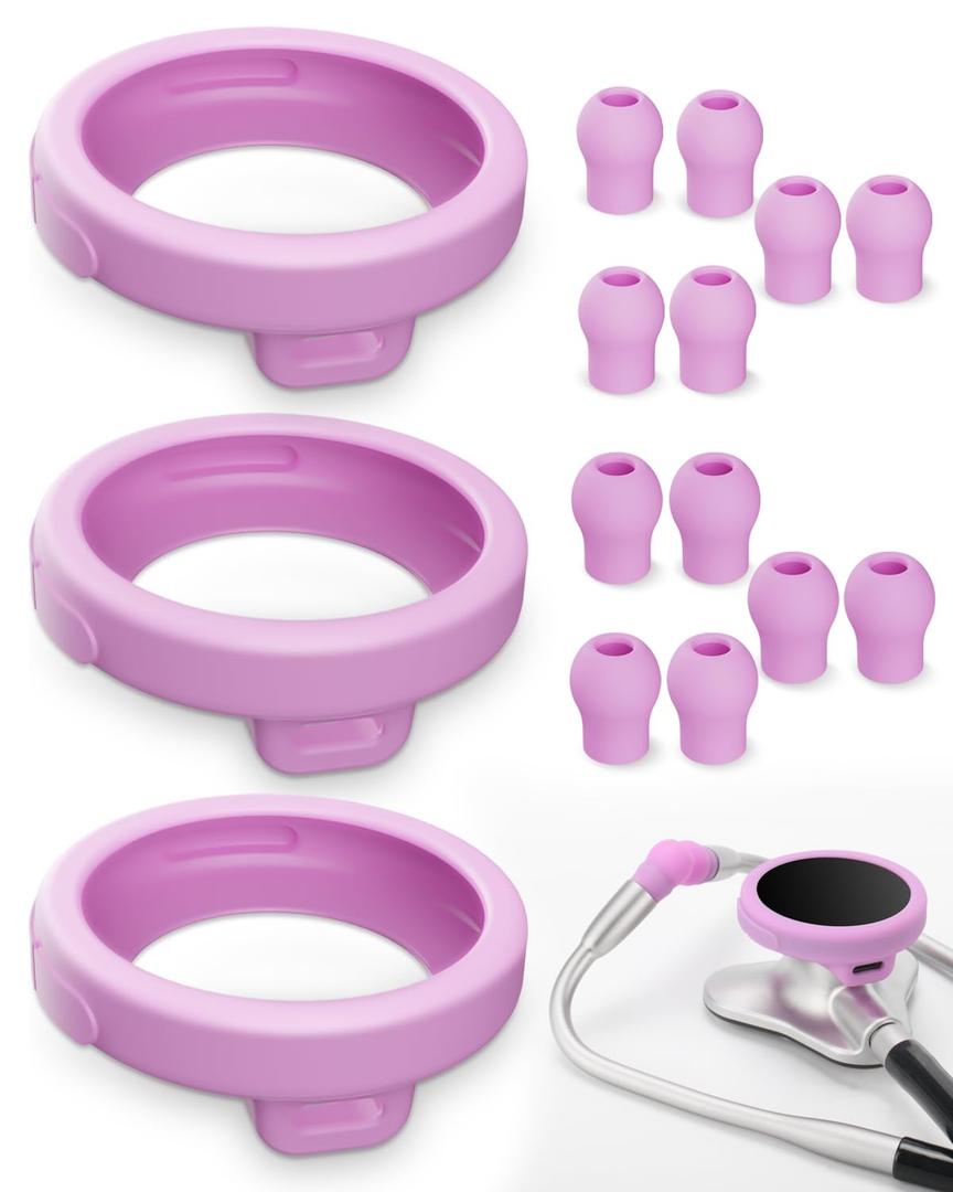 Stethoscope Replacement Accessories Set for EKO CORE 500 Digital Stethoscope, Silicone Stethoscope Chestpiece Cover and Eartips Replacement Parts for Enhanced Comfort (Violet)